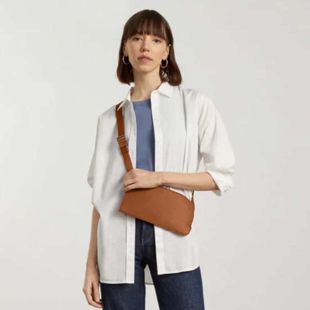 Everlane Tan Leather Crossbody Saddle Bag